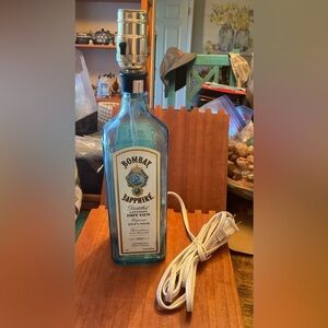 Hand made glass Bombay Bottle lamp recycled